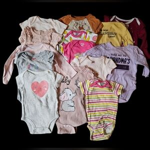 Assorted Colorful Girls Onesises 3 Mo